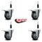 Service Caster 3.5'' Thermoplastic Rubber Swivel 7/8'' Expanding Stem Caster Set Total Lock Brake, 4PK SCC-EXTTL20S3514-TPRB-78-4 - alternate 2